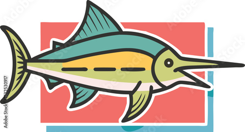 Detailed marlin fish illustration on white background