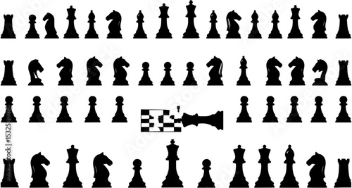 Chess checkmate silhouettes set, large pack of vector silhouette design, isolated white background
