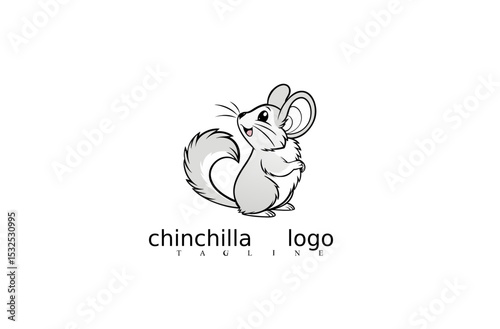 White Chinchilla Mouse Logo in Vector Illustration Featuring Clean and Elegant Line Design. Perfect for Pet Logo Identity, Nature-Themed Brands, or Wildlife Symbols on Adobe Stock.

