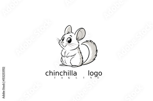 Elegant Chinchilla Vector Logo Design Featuring Clean White Mouse Silhouette for Branding Identity, Pet-Themed Logos, Wildlife Emblems, and Nature Symbols for Adobe Stock Uploads.


