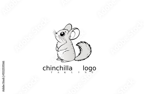 Unique Minimalist Chinchilla Mouse Vector Logo Design Featuring White Rodent Icon for Branding, Pet Business, or Wildlife Symbol Themes. Great for Logo Collections on Adobe Stock.

