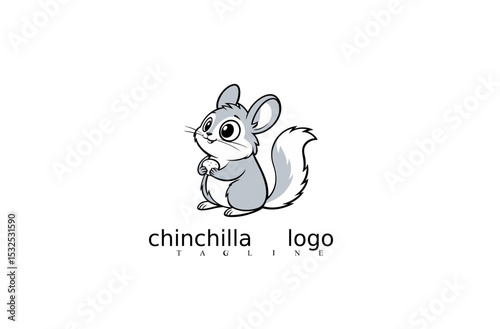 Modern Chinchilla Vector Logo Featuring Elegant White Mouse Silhouette for Branding. Great for Pet Business Icons, Wildlife Identity, and Rodent-Themed Mascot Design Sets on Adobe Stock.

