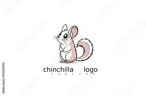 Simple Chinchilla Logo in Vector Format Featuring Clean White Mouse Silhouette for Elegant Animal Identity, Branding, Pet Shop Icons, or Minimalist Logo Design Concepts on Adobe Stock.

