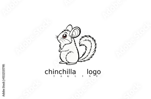 Clean Chinchilla Mouse Vector Logo Featuring White Animal Outline for Pet Brand Identity. Great for Minimal Logo Sets, Nature Logo Themes, or Rodent-Themed Adobe Stock Logo Templates.

