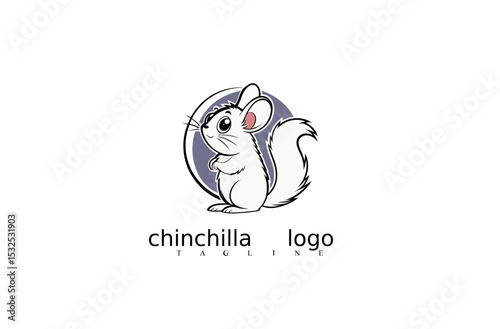 Stylish Chinchilla Logo in Vector Format Featuring Clean White Mouse Silhouette for Elegant Branding, Pet-Themed Logo Concepts, Wildlife Identity, or Nature Symbols on Adobe Stock.

