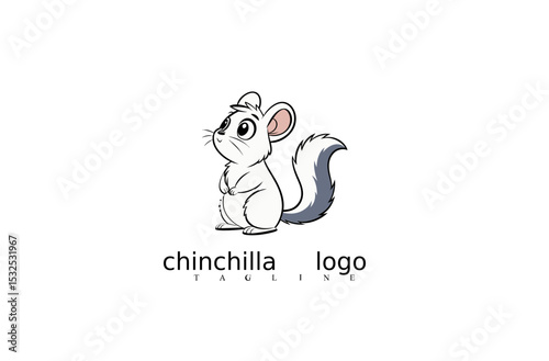Clean White Chinchilla Logo Vector Featuring Stylized Rodent Outline for Pet Logo Concepts, Wildlife Branding Themes, and Elegant Animal Emblems for Stock Vector Logo Assets.

