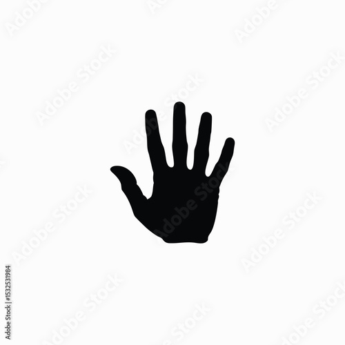 Silhouette of a Human Hand Isolated on White Background.