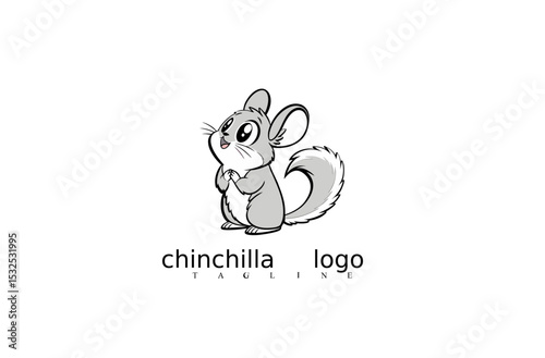 Vector Logo Design Featuring White Chinchilla Mouse Icon in Minimalist Style. Great for Branding, Pet Store Identity, Clean Wildlife Logo Concepts, or Rodent Animal Vector Templates.

