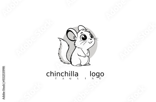 White Chinchilla Mouse Logo Design in Vector Style with Clean Minimalist Line Art. Great for Wildlife Logo Collections, Elegant Animal Brand Icons, or Pet-Themed Graphic Sets on Adobe Stock.

