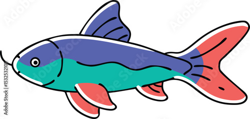 Detailed illustration of otocinclus catfish on white background