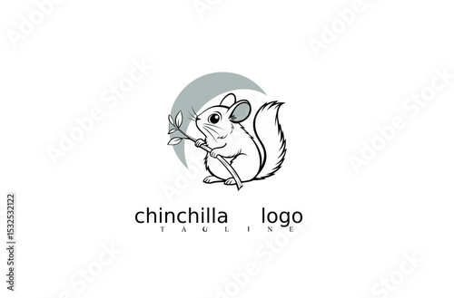 Vector Chinchilla Logo Design Featuring Clean White Mouse Silhouette for Animal Logo Themes. Perfect for Pet Shop Branding, Wild Animal Identity, or Minimalist Logo Icons for Adobe Stock.

