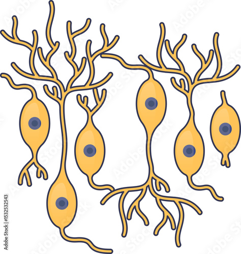 Illustration of neurons with dendrites, symbolizing neural connections and growth.