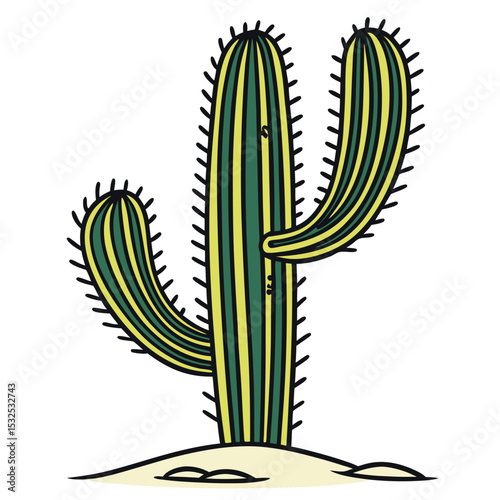 Cactus Growth in Hot Desert Climate with Sand Dunes