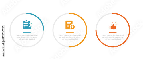 FAB analysis infographics template diagram with piechart percentage progress cycle on circle with 3 point step design for slide presentation