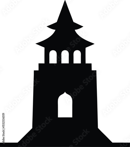 Tower – black silhouette on white background