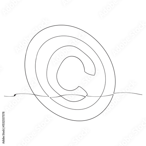 continuous line copyright icon set. copyright symbols