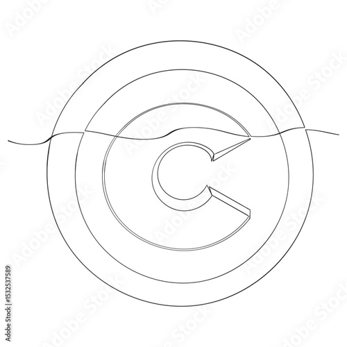 continuous line copyright icon set. copyright symbols