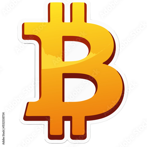 Golden Bitcoin Symbol Digital Currency and Cryptocurrency Icon