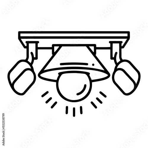 Ceiling light fixture icon illustration with three spotlights on a white background