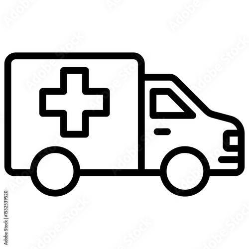 Emergency Car Outline Style - Ambulance vehicle symbolizing emergency response readiness and medical support