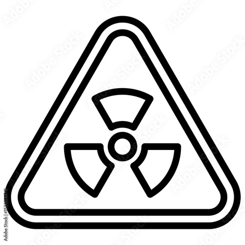 Radiation Hazard Outline Style - Triangular warning sign with radiation symbol, representing danger from radioactive materials or zones