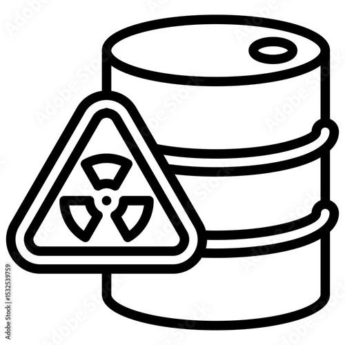 Radioactive Storage Outline Style - Barrel with radiation symbol, representing storage of hazardous radioactive materials