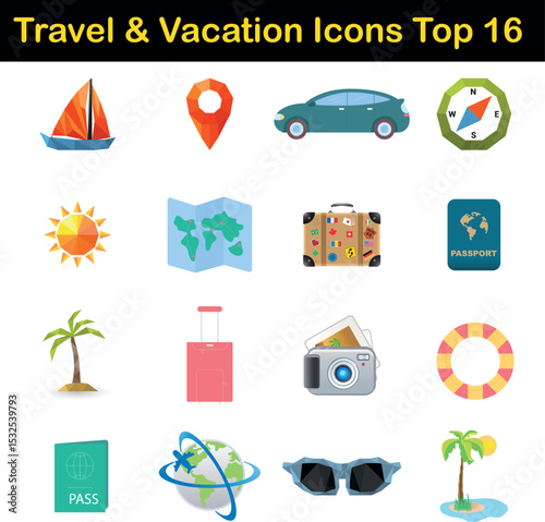Navigation and transportation icons for trip organizers