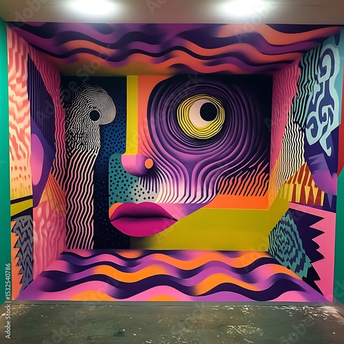 Psychedelic Graffiti Art. optical illusion .