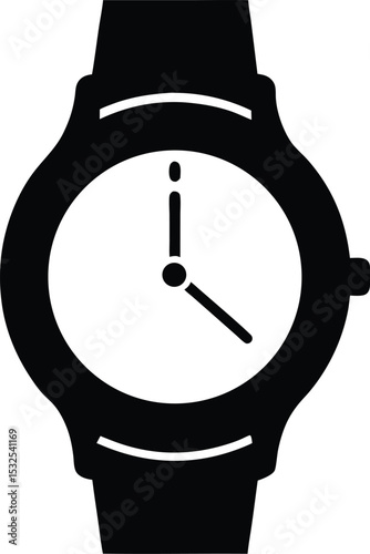 Watch – black silhouette on white background