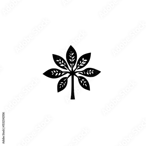 cassava leaf icon vector symbol for tropical plant