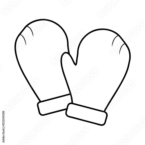 Mittens Outline Line Art Vector Illustration