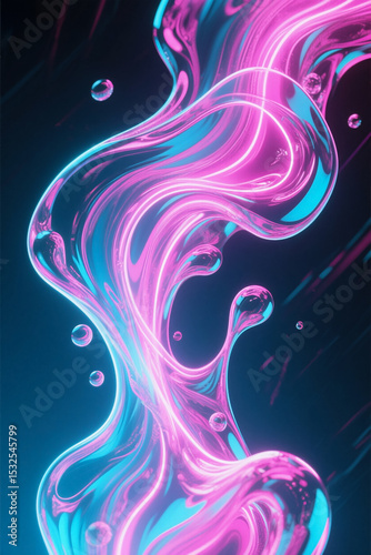 Glowing neon liquid art with electric pink and blue highlights on a dark background, perfect for modern posters, digital art, and vibrant social media visuals.

