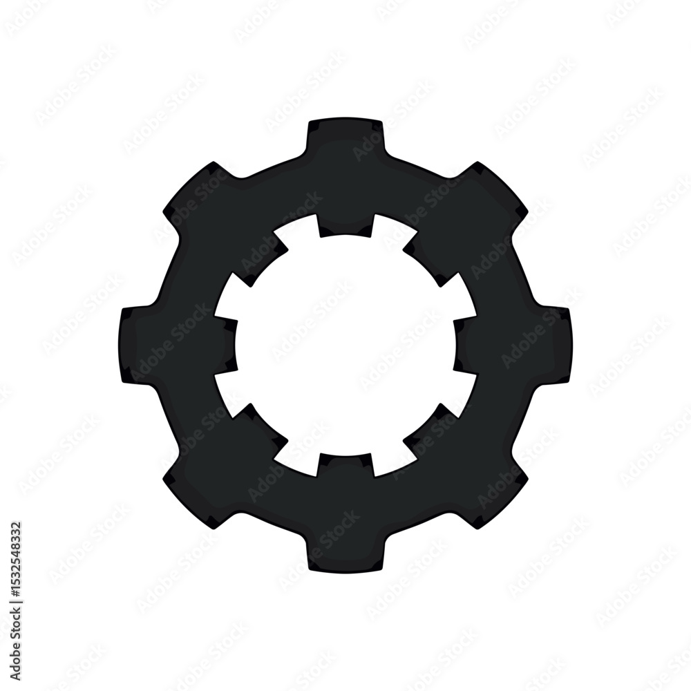 Black and White Gear Cogwheel Illustration for Engineering and Mechanical Concepts with Simple Design Black and White Gear Cogwheel Illustration for Engineering and Mechanical Concepts with Simple Design