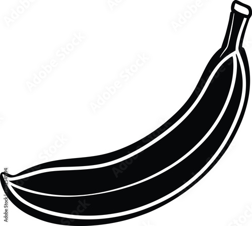 Banana – black silhouette on white background