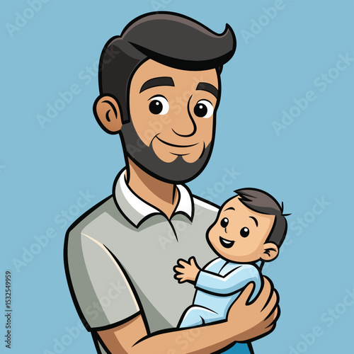 A father gently holding a newborn baby in his arms, showing new love and a precious, tender bond.