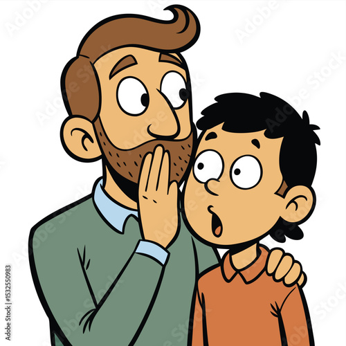 A father and child whispering a secret, sharing an intimate and trusting moment of closeness.