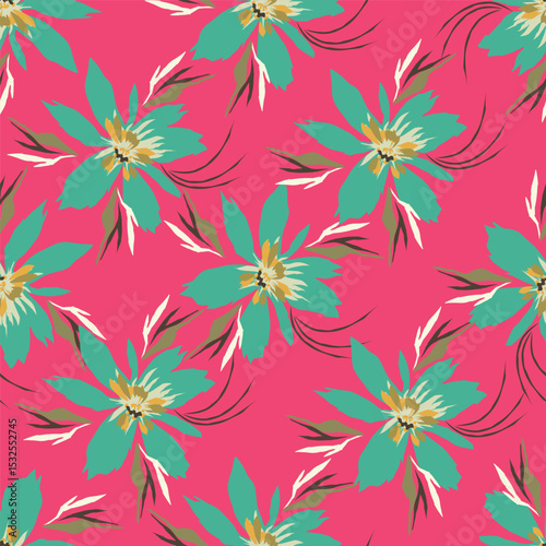 Vintage floral seamless pattern. Trendy painted flower background. Repeating floral patter
