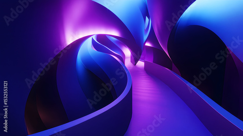3d rendering of blue and purple abstract geometric background. Scene for advertising, technology, showcase, banner, game, sport, cosmetic, business, metaverse. Sci-Fi Illustration. Product display