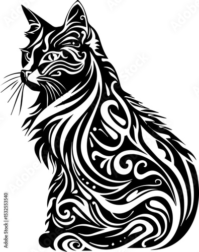 Wallpaper Mural Cute sitting cat vector illustration in flat cartoon style Torontodigital.ca