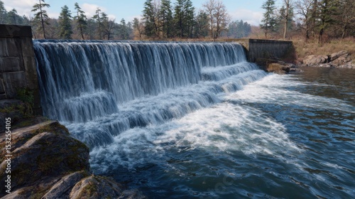 Scenic waterfall landscape cascading water nature outdoors