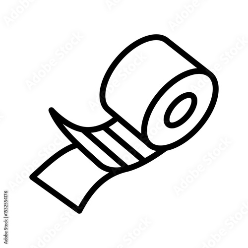 Elastic therapeutic tape. Kinesiology tape outline icon. Muscles swelling and pain reduction. Joints and ligaments support. Isolated vector illustration