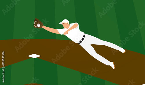 Baseball player catch ball. vector