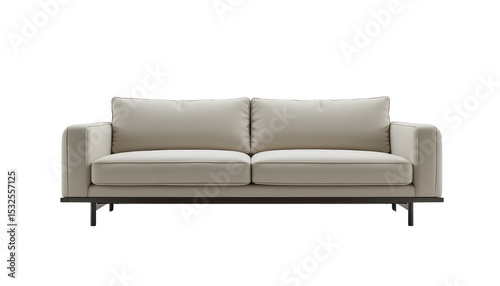 Minimal Floor-Level Sofa – Neutral Tone Transparent PNG Design