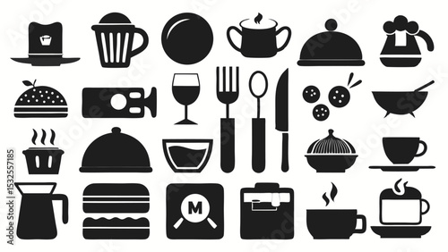 Bakery and Sweets Vector Icons – Cakes, Cupcakes, Donuts, Bread and Rolling Pin Silhouettes for Dessert Brands, Bakery Shops, Food Blogs and Pastry Logos