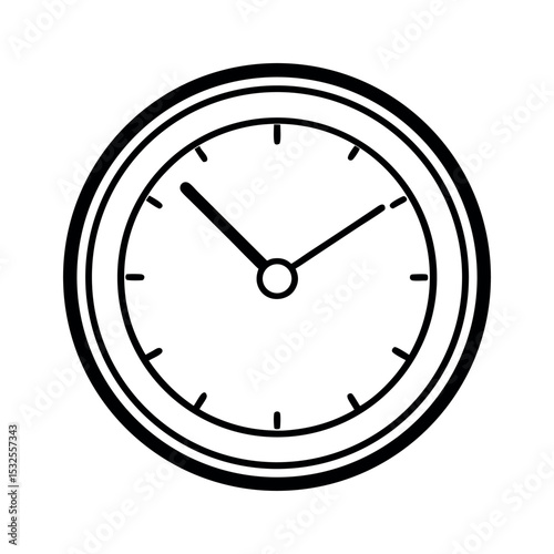 Round Wall Clock Line Art Vector
