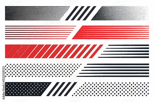 Geometric Abstract Vector Set: A diverse collection of striking geometric shapes arranged in a visually pleasing composition. Showcasing the captivating allure of contemporary design