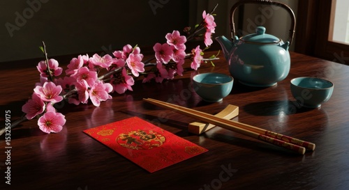 Festive Chinese New Year table setting
