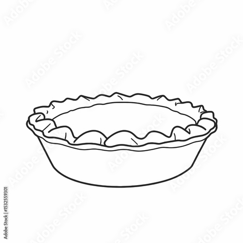 Unfilled pie crust in a round dish with fluted edges  
