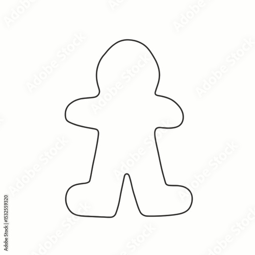 Cookie cutter in the shape of a gingerbread man outline  