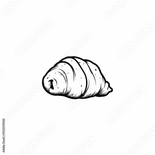 Hand-drawn croissant illustration in black and white style  